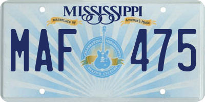 MS license plate MAF475