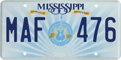MS license plate MAF476