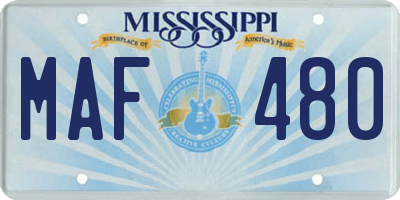 MS license plate MAF480