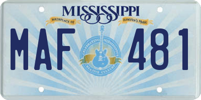 MS license plate MAF481