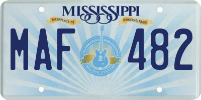 MS license plate MAF482