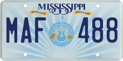 MS license plate MAF488