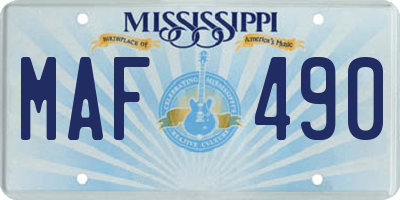 MS license plate MAF490