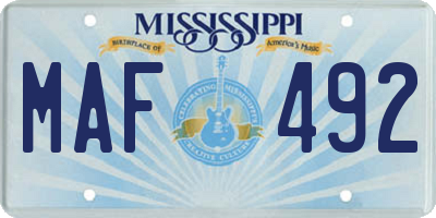MS license plate MAF492
