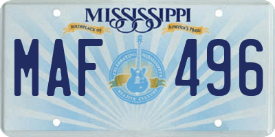 MS license plate MAF496
