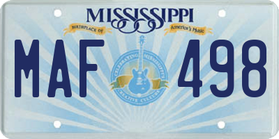 MS license plate MAF498