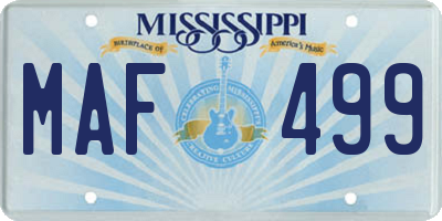 MS license plate MAF499