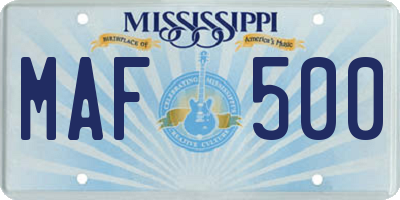 MS license plate MAF500
