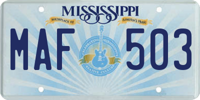 MS license plate MAF503
