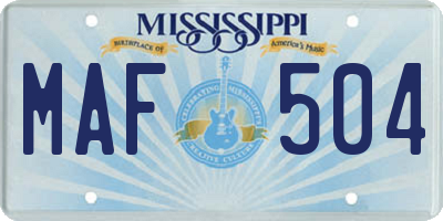 MS license plate MAF504