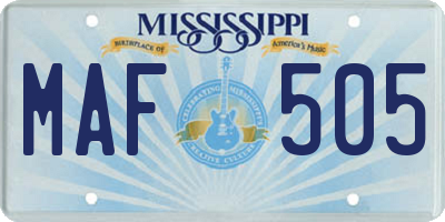 MS license plate MAF505