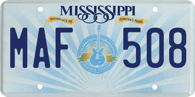 MS license plate MAF508