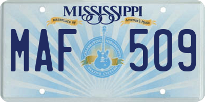 MS license plate MAF509