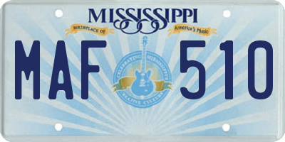 MS license plate MAF510