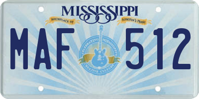 MS license plate MAF512