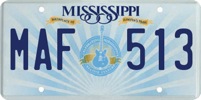 MS license plate MAF513