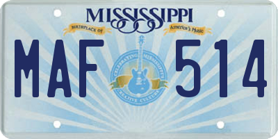 MS license plate MAF514