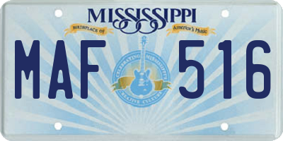 MS license plate MAF516