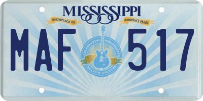MS license plate MAF517