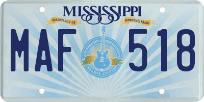 MS license plate MAF518