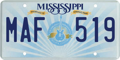 MS license plate MAF519