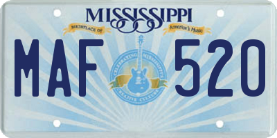 MS license plate MAF520