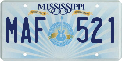 MS license plate MAF521