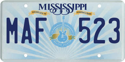 MS license plate MAF523