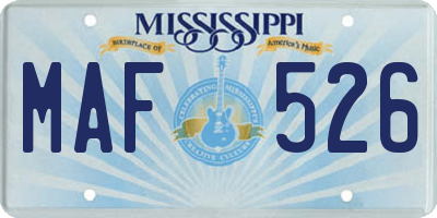 MS license plate MAF526