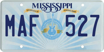 MS license plate MAF527