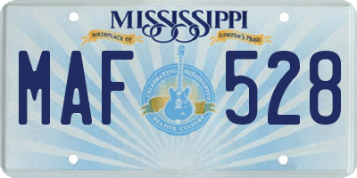 MS license plate MAF528