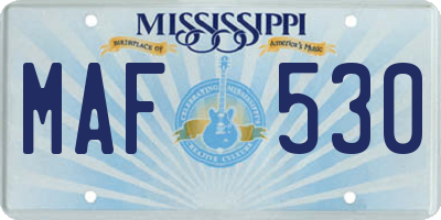 MS license plate MAF530