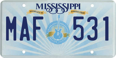 MS license plate MAF531