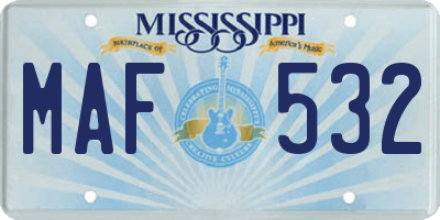 MS license plate MAF532