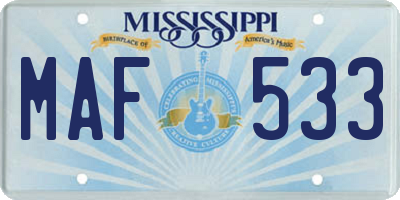 MS license plate MAF533