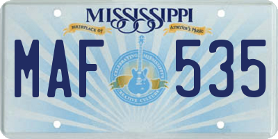MS license plate MAF535