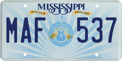 MS license plate MAF537