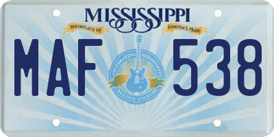 MS license plate MAF538