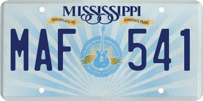 MS license plate MAF541