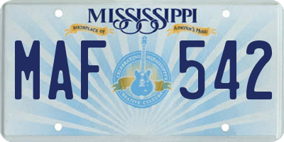 MS license plate MAF542