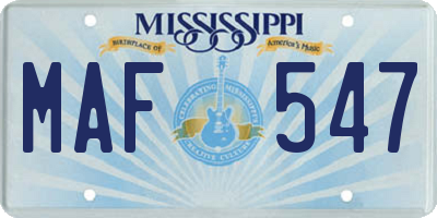 MS license plate MAF547