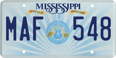 MS license plate MAF548