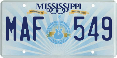 MS license plate MAF549