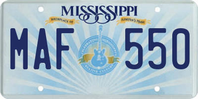 MS license plate MAF550