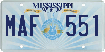 MS license plate MAF551