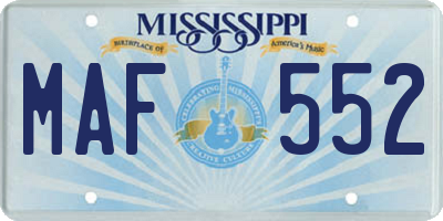 MS license plate MAF552