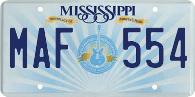 MS license plate MAF554