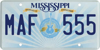 MS license plate MAF555