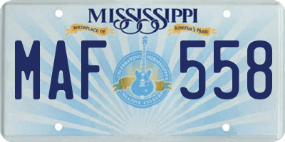 MS license plate MAF558