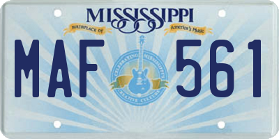 MS license plate MAF561